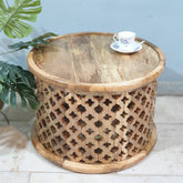 Bristol Carved Round Coffee Table Natural 60x60x40 cm